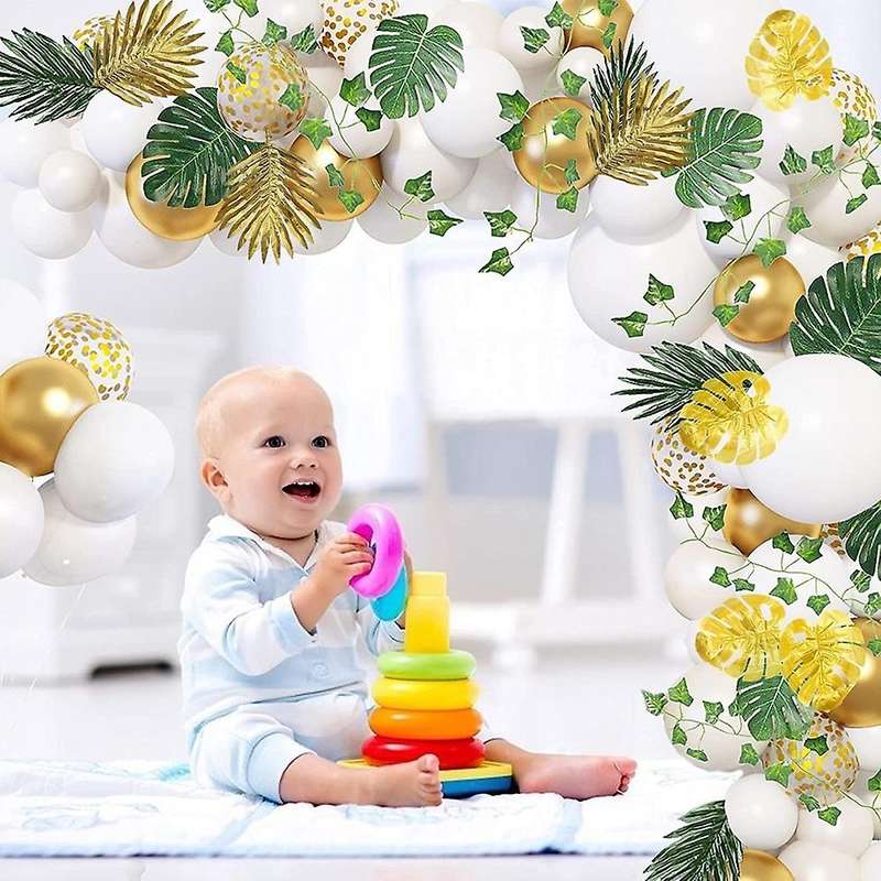 Artificial Palm Leaves Decor - 72 Pcs 9 Kinds Tropical Leaves Safari