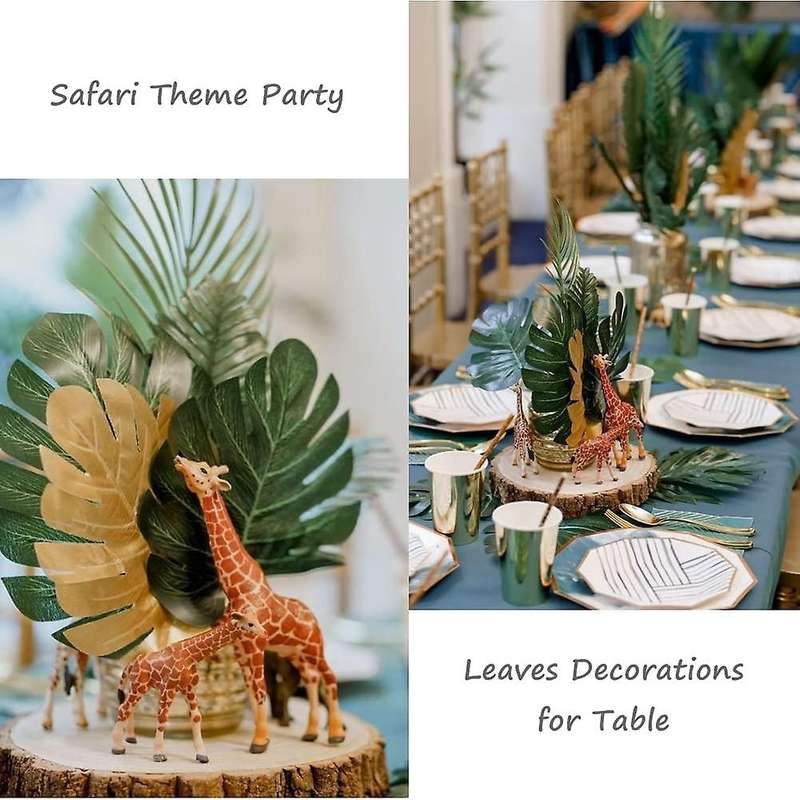 Artificial Palm Leaves Decor - 72 Pcs 9 Kinds Tropical Leaves Safari
