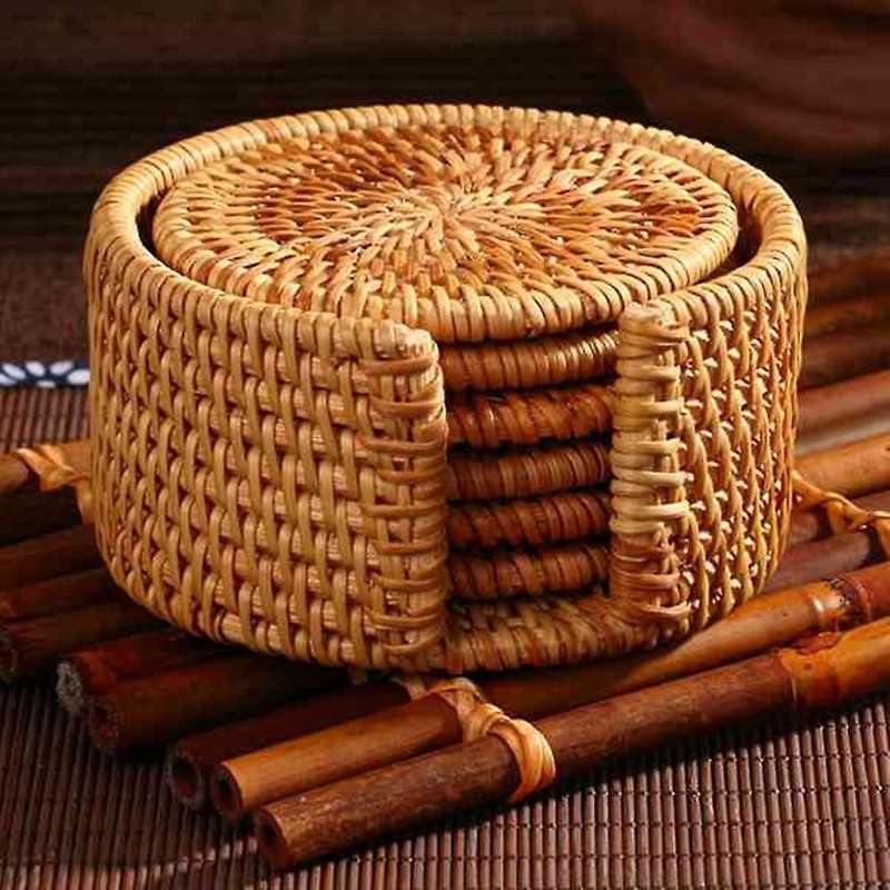 6pcs/ Drink Coasters Set for Kungfu Tea Accessories Cup Mat Pad-10cm