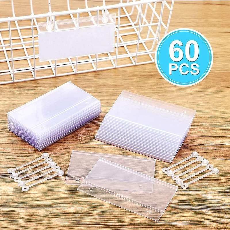 Plastic Label Holders Price Tag Ticket Hanger Clips (60)