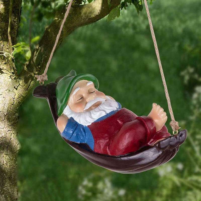 Garden Outdoor Hanging Gnome Statue Waterproof Resin Decoration Red