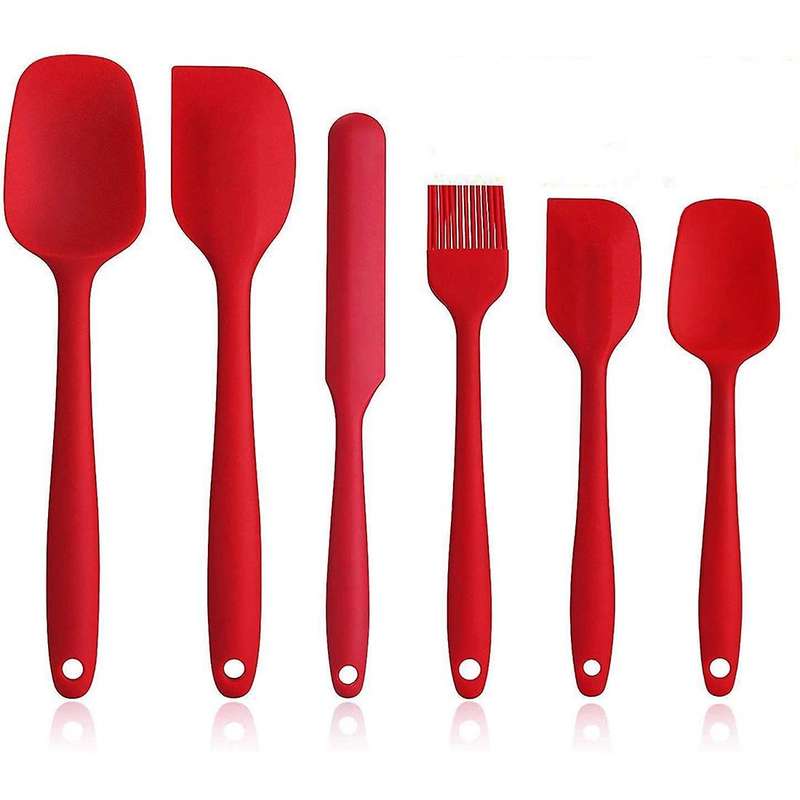 6 Piece Silicone Spatula Set-non Stick Rubber Spatulas Scraper Red