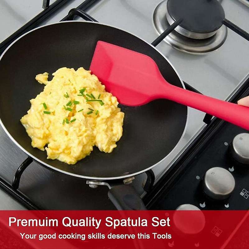 6 Piece Silicone Spatula Set-non Stick Rubber Spatulas Scraper Red