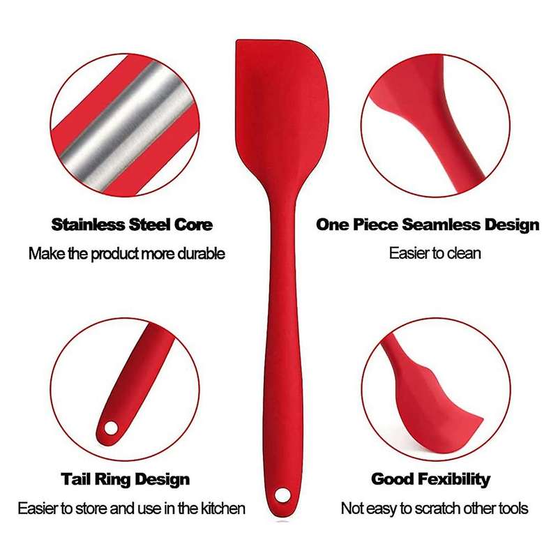 6 Piece Silicone Spatula Set-non Stick Rubber Spatulas Scraper Red