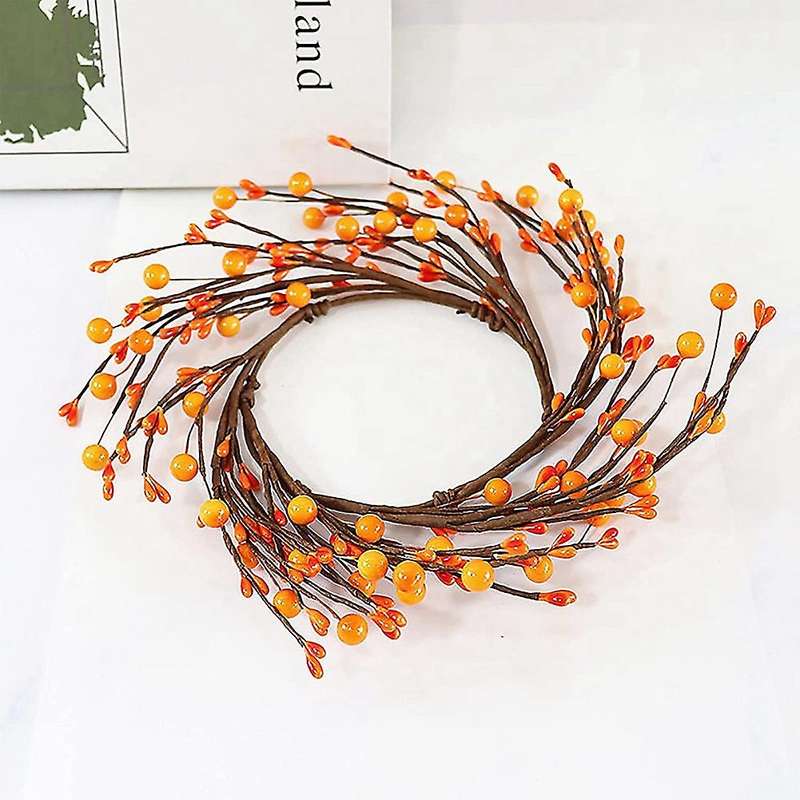 3pcs Christmas Artificial Red Berry Candle Rings for Pillars Table