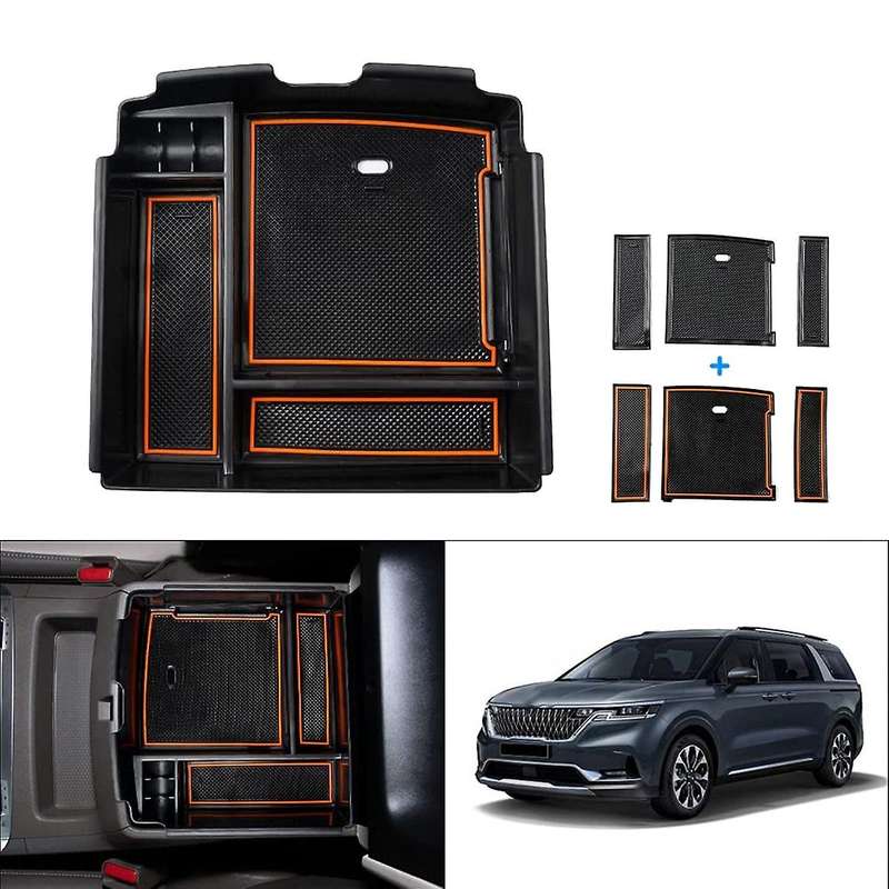 Central Console Armrest Box for Kia Carnival Ka4 2022 Black+orange