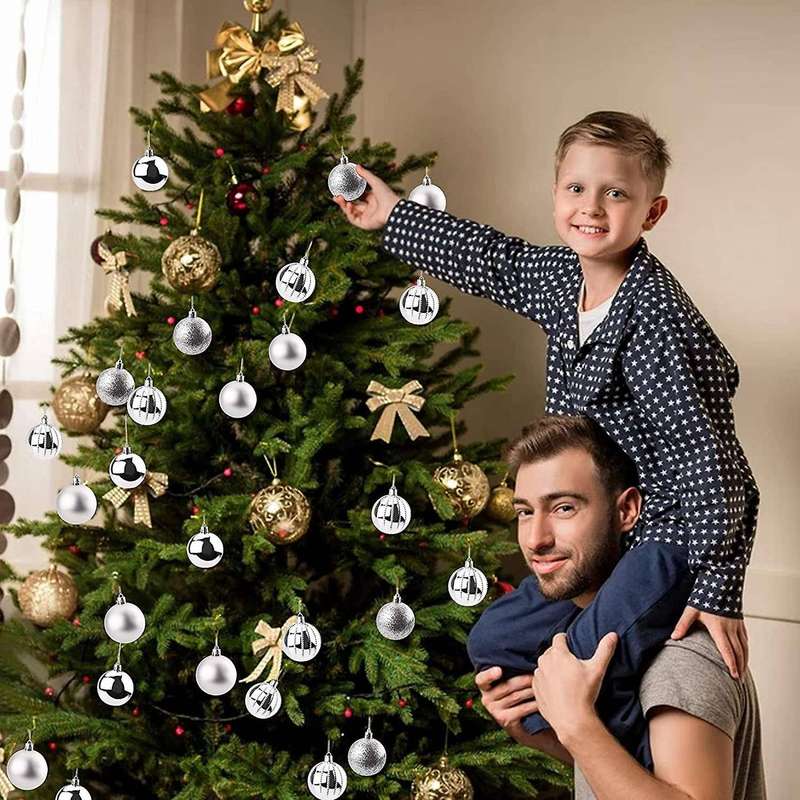20 Pcs Silver Christmas Balls Christmas Tree Decoration Ornaments