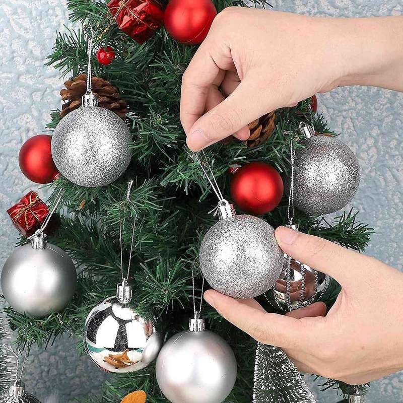20 Pcs Silver Christmas Balls Christmas Tree Decoration Ornaments