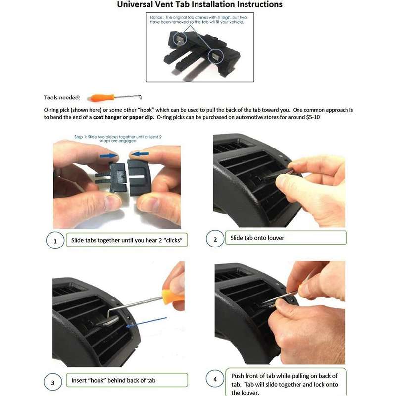 4x Front Center Side Air Vent Outlet Tab Clips Kit for Toyota Corolla