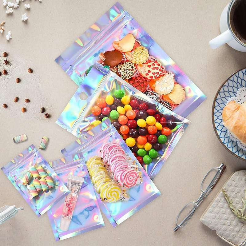 100 Pcs Resealable Mylar Bags for Eyelash Jewelry Storage,14x20cm