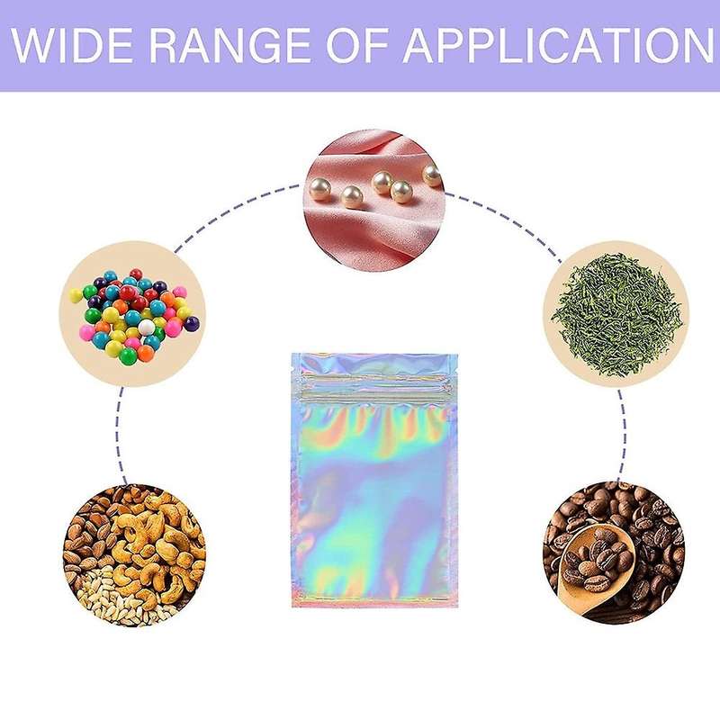 100 Pcs Resealable Mylar Bags for Eyelash Jewelry Storage,14x20cm