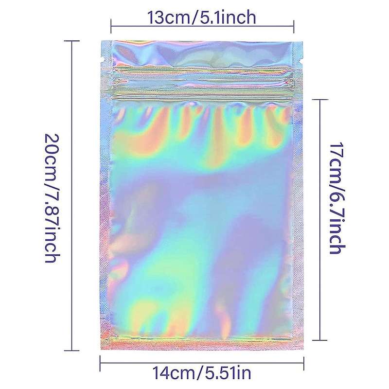 100 Pcs Resealable Mylar Bags for Eyelash Jewelry Storage,14x20cm