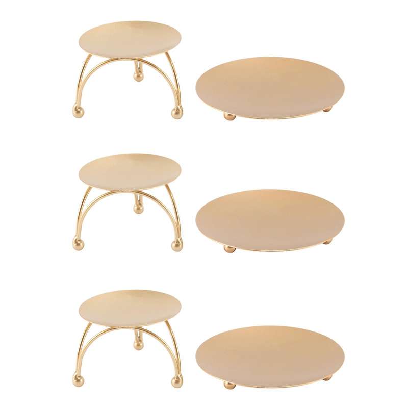 Set Of 6 Iron Pillar Candle Holder Decorative Gold for Wedding Party