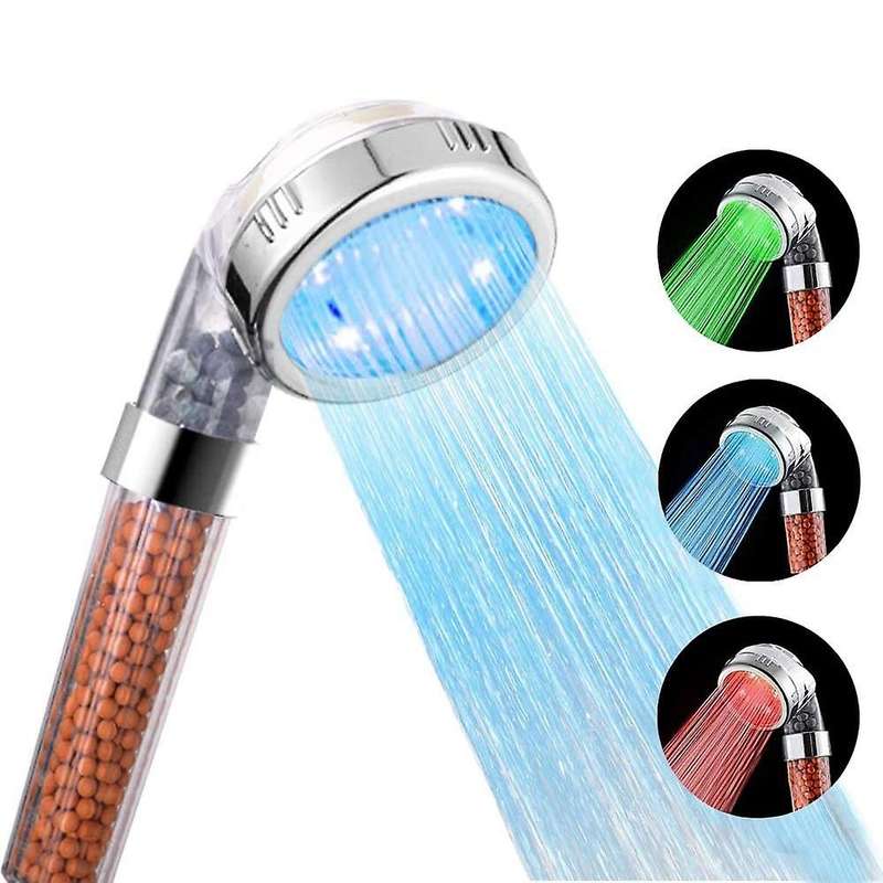 Led Shower Head with Filter Beads, High Pressure Handheld - Small