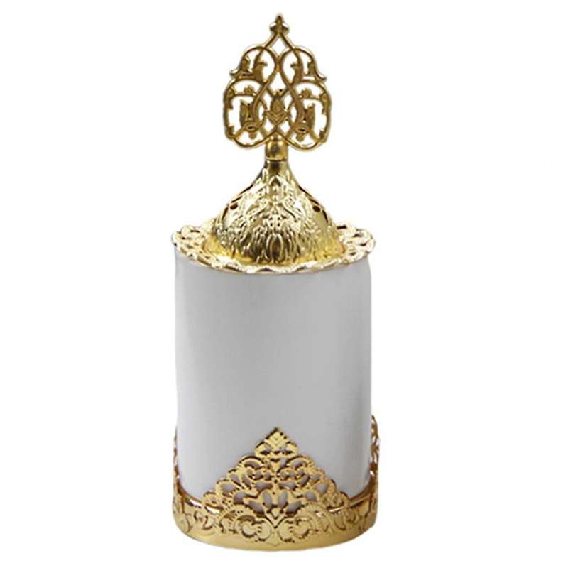 Ceramics Incense Burner Holder, Metal Arabic Style, for Home, White