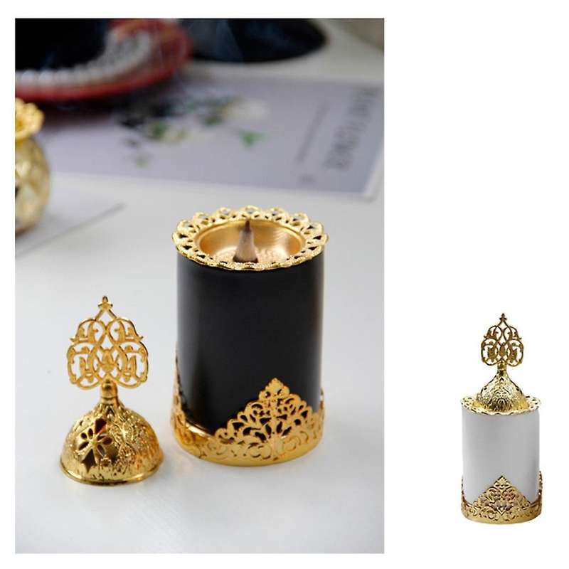Ceramics Incense Burner Holder, Metal Arabic Style, for Home, White