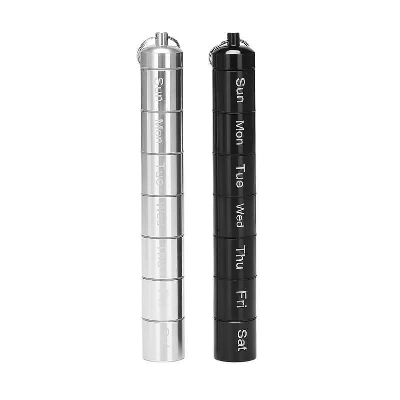 Metal Pill Box Organizer, 7 Days Pill Organizer, Keychain Holder 2pcs
