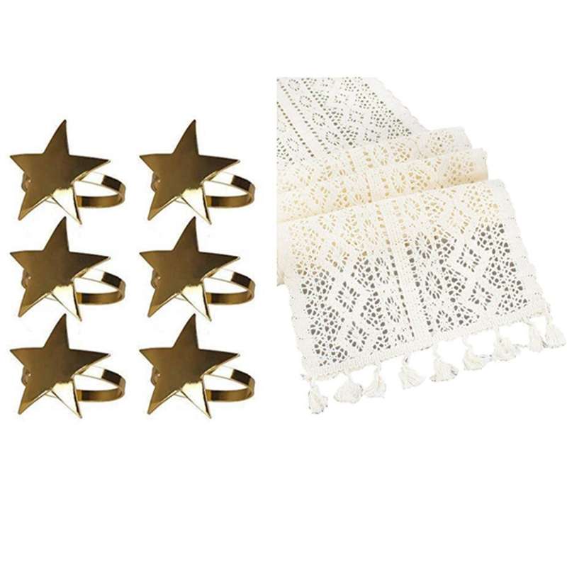 6 Pcs Five-pointed Star Napkin Ring for Holiday Parties, Dinners,etc