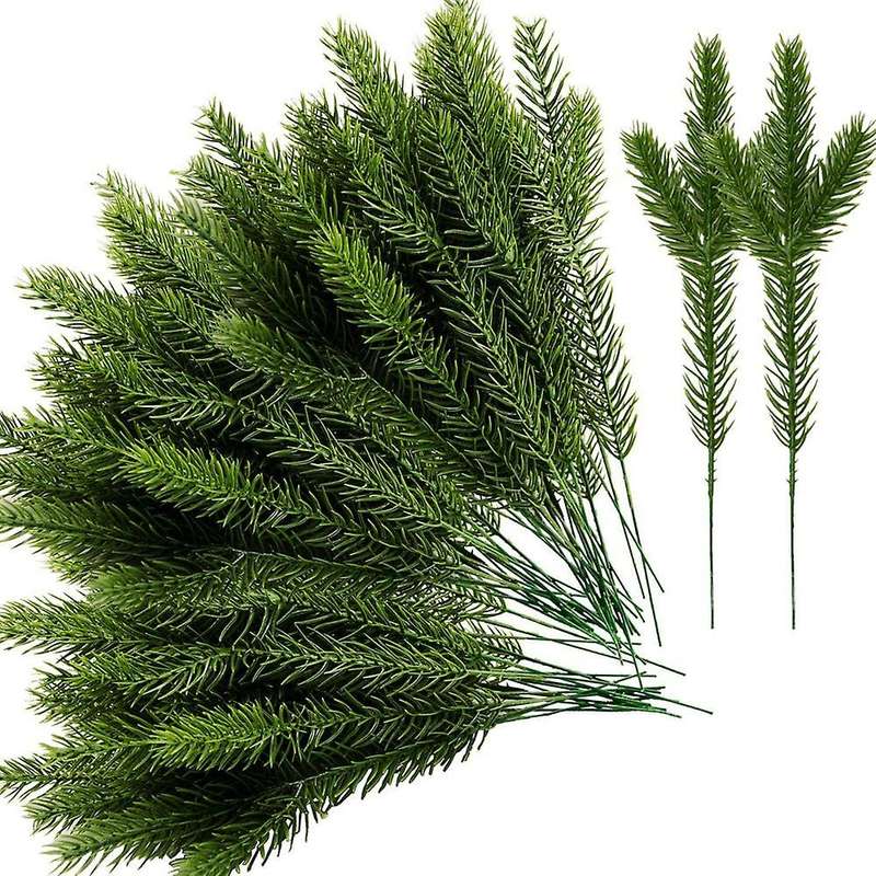 45 Packs Artificial Pine Needles Branches Garland-10.2x2.5 Inch Green