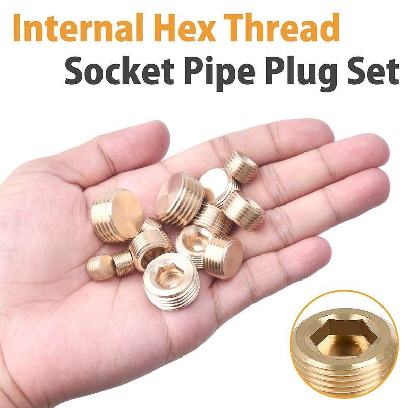 23pcs Brass Pipe Fitting,npt Internal Hex Thread Socket Pipe Plug Set