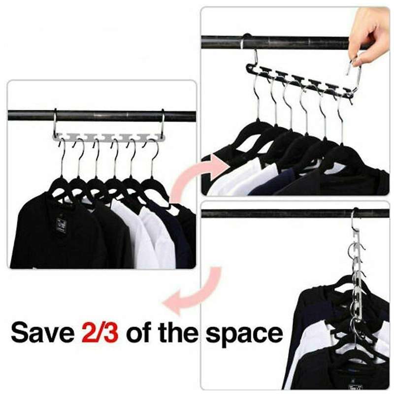 Coat Clothes Hanger Magic Hook Metal with Smooth Finish - Pack Of 6