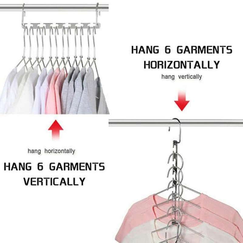 Coat Clothes Hanger Magic Hook Metal with Smooth Finish - Pack Of 6