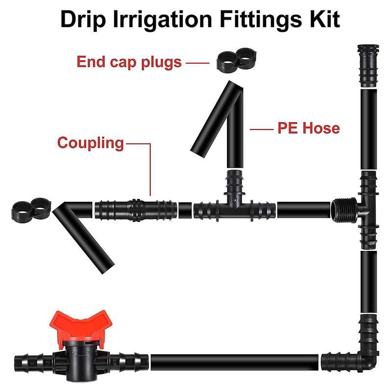 52 Pcs Drip Irrigation Fittings Kit Irrigation Barbed Connectors