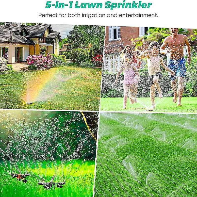 Lawn Sprinklers,5-in-1 Lawn Sprinkler 360-degree Rotation, 5 Arms, B