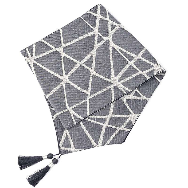 Table Runner 71inches Long with Tassels Geometric Stripe Table Runner