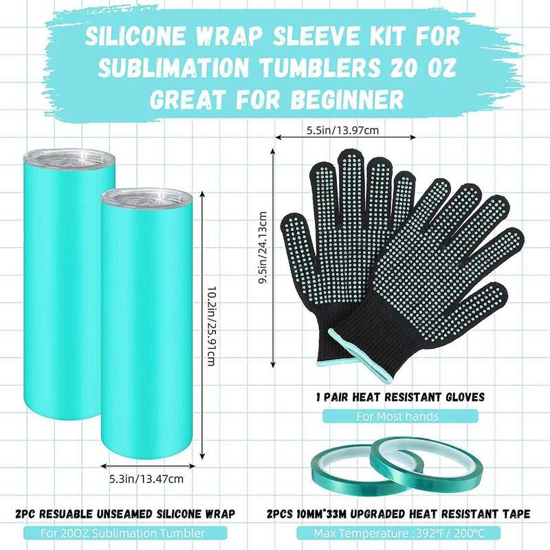 Sublimation Tumblers Silicone Bands Sleeve Kit, 2 Silicone Mug Wrap