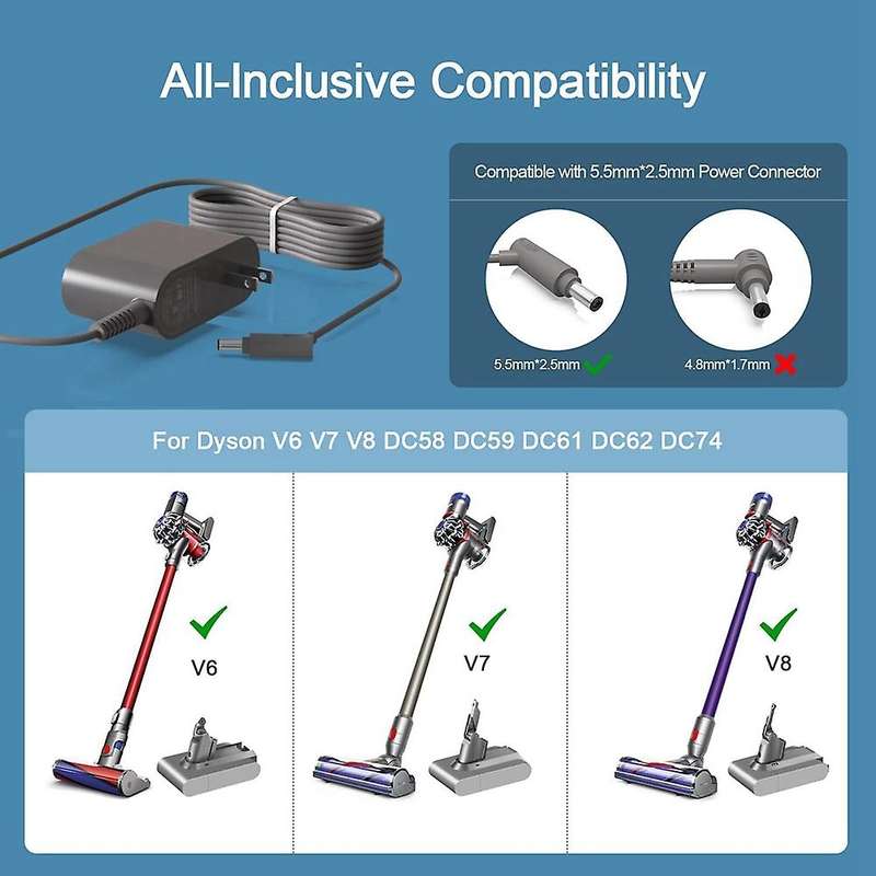 Ac Charger for Dyson V6 V8 V7 Dc58 Dc59 Dc61 Vacuum Cleaner Us Plug