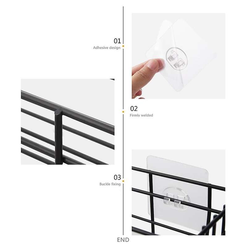 2pcs Toilet Rack Wall-mounted Wrought Iron Bathroom Rack (black)