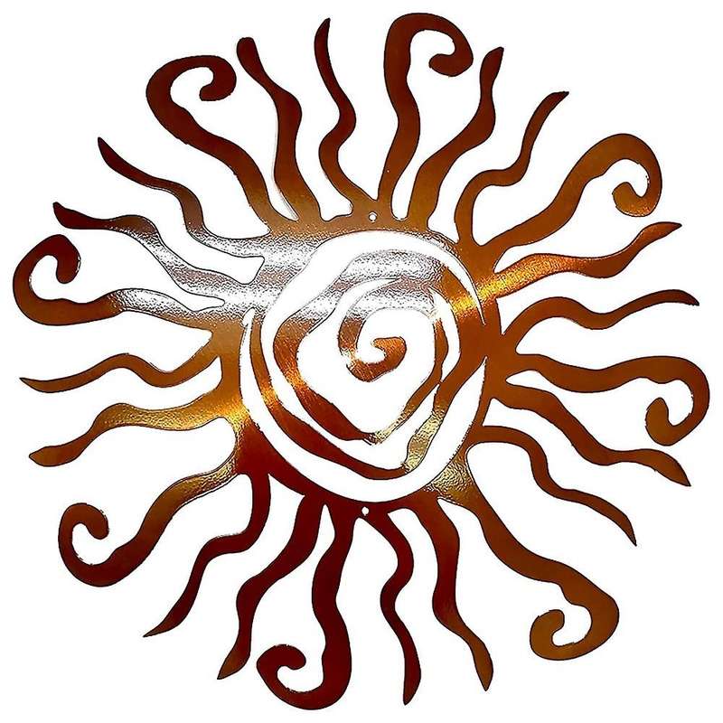 Creative Iron Art Metal Sun Indoor Outdoor Decoration Yellow