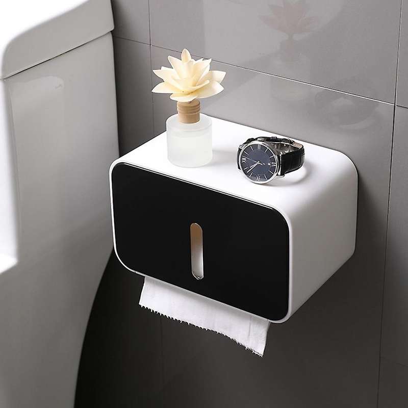 Tissue Box Bathroom Wall-mounted Paper Roll Holder Paper Drawer C