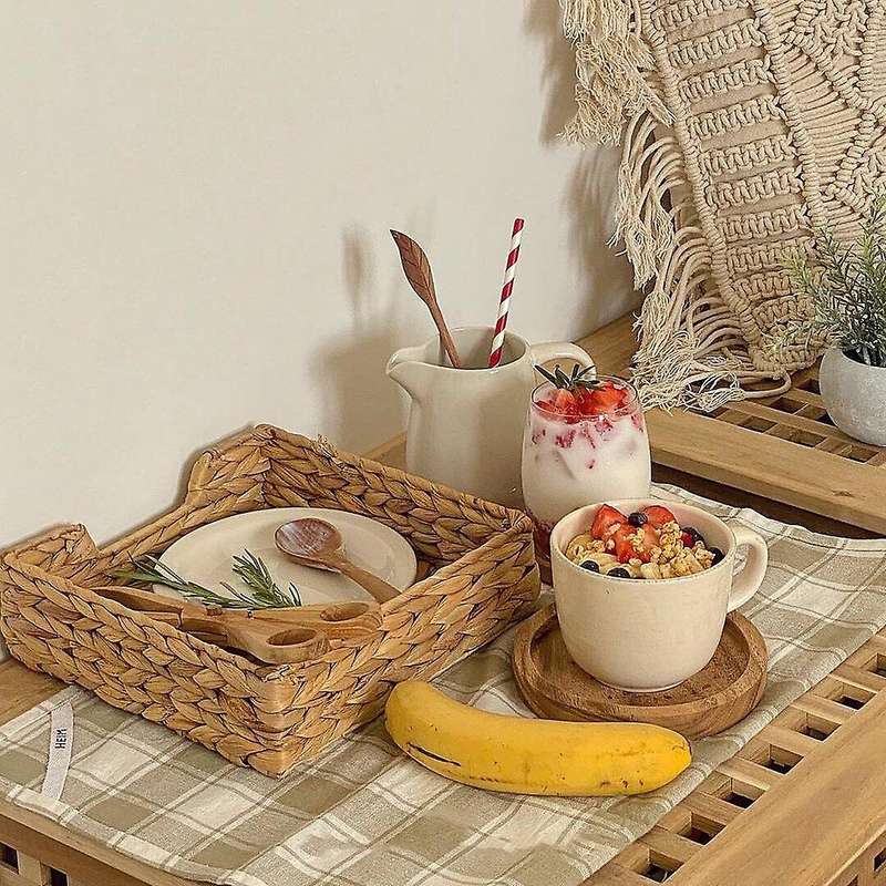 Natural Straw Woven Hyacinth Storage Basket Hand-woven Square