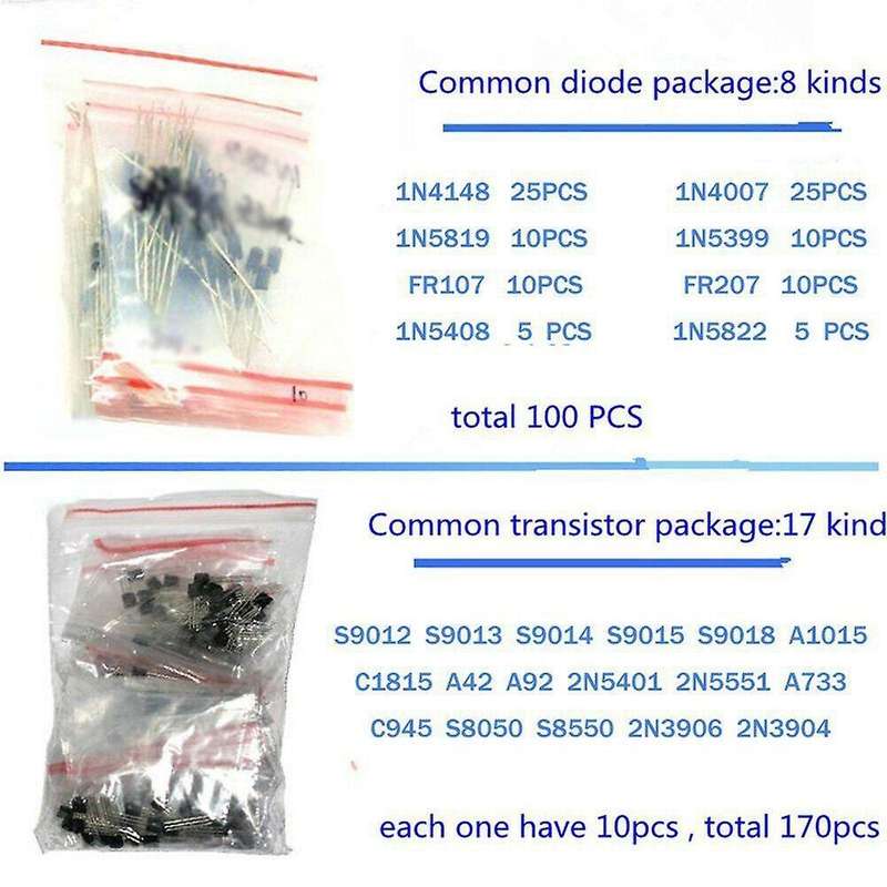 Electronic Components Led Diode Transistor Capacitor Resistance Kit
