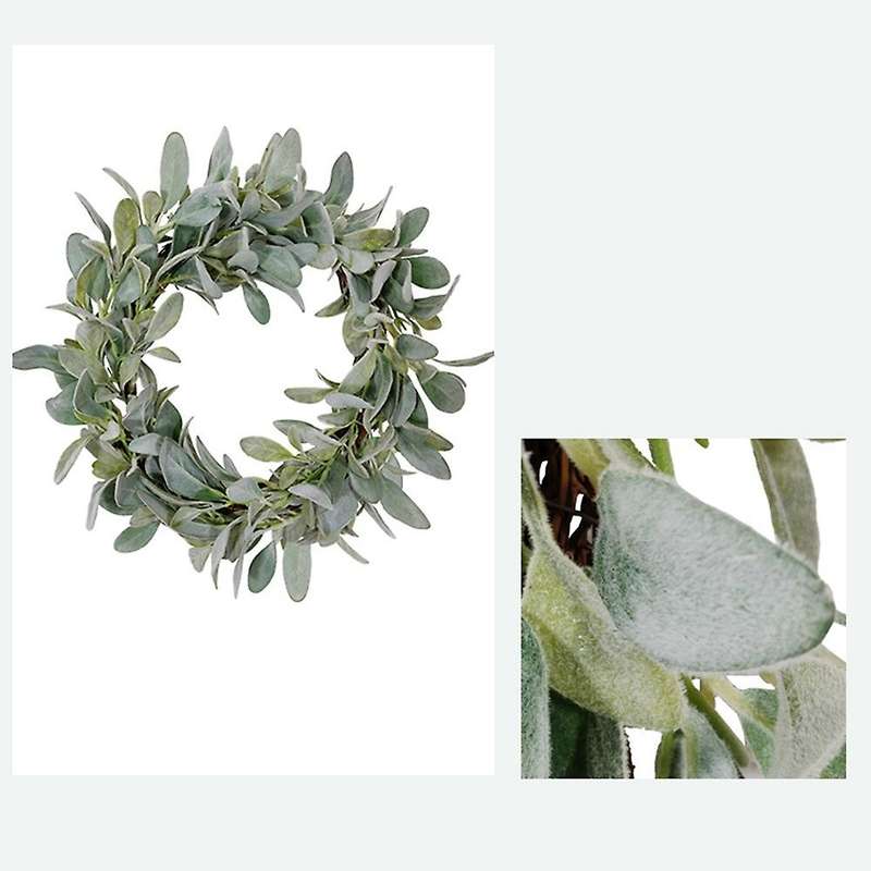 Spring Flocked Lambs Ear Wreath,foliage Wreath for Front Door