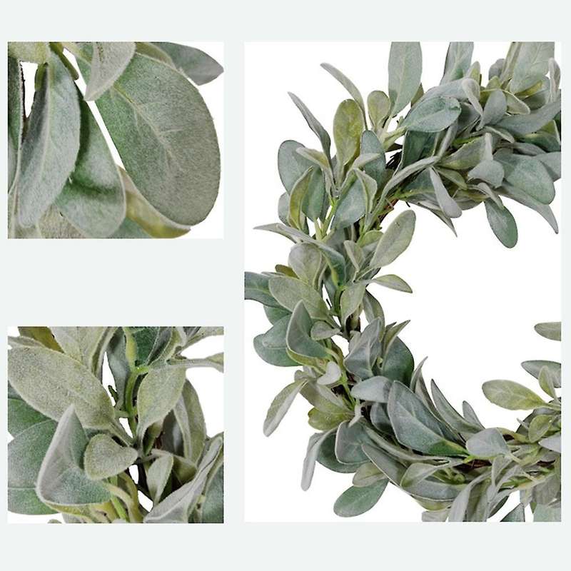 Spring Flocked Lambs Ear Wreath,foliage Wreath for Front Door