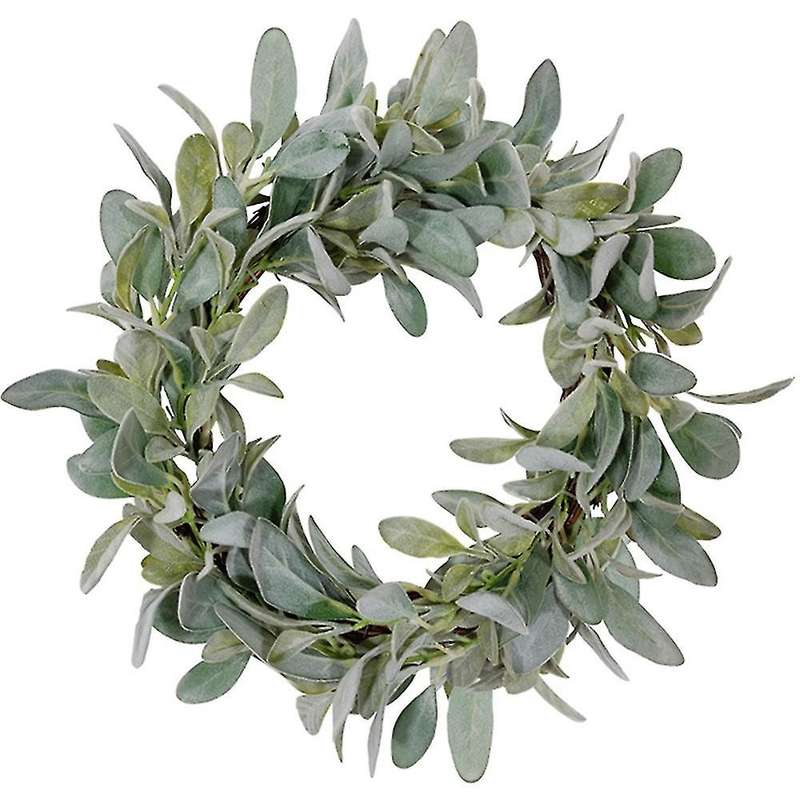 Spring Flocked Lambs Ear Wreath,foliage Wreath for Front Door