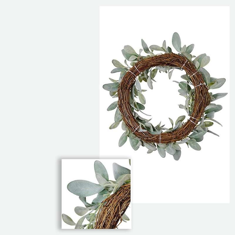 Spring Flocked Lambs Ear Wreath,foliage Wreath for Front Door
