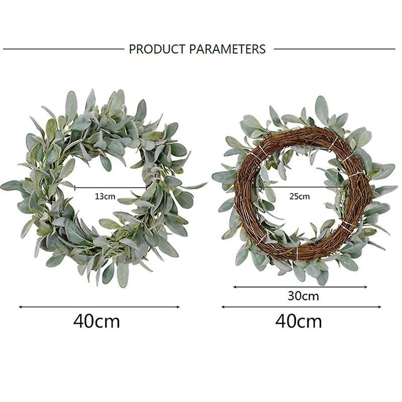 Spring Flocked Lambs Ear Wreath,foliage Wreath for Front Door
