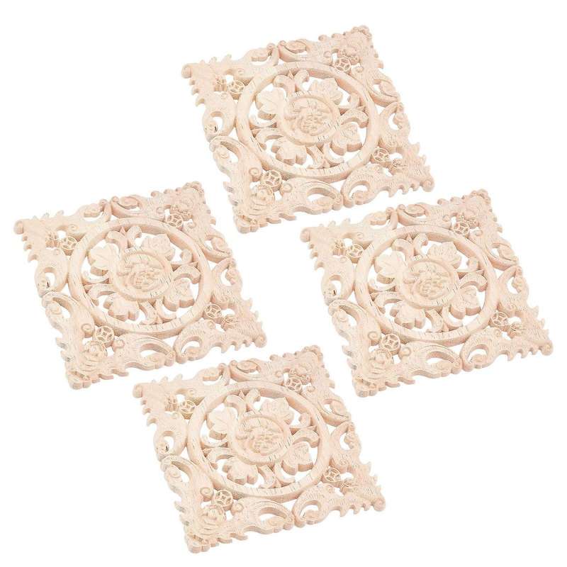 Carving Checkered Applique Unpainted Decal for Furniture Decoration