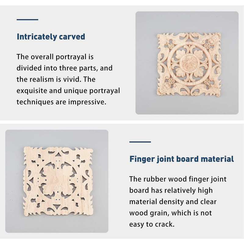 Carving Checkered Applique Unpainted Decal for Furniture Decoration
