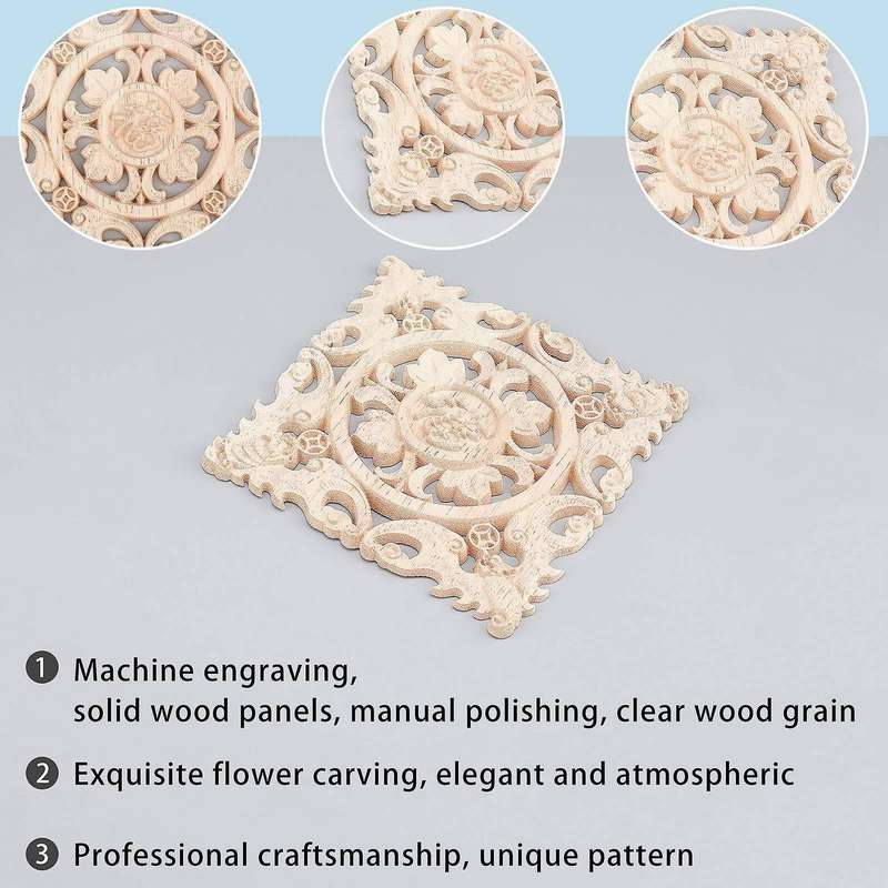 Carving Checkered Applique Unpainted Decal for Furniture Decoration