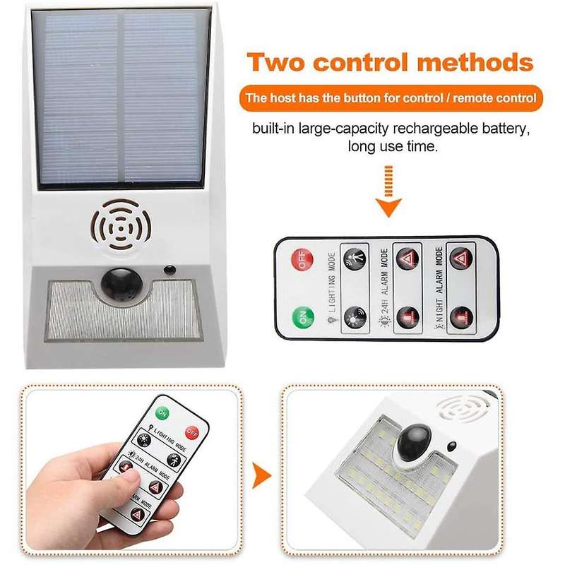 Solar Alarm Light, with Motion Detector, with Remote Control White