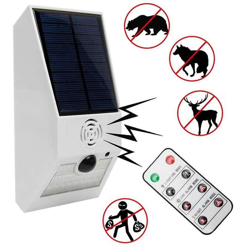 Solar Alarm Light, with Motion Detector, with Remote Control White