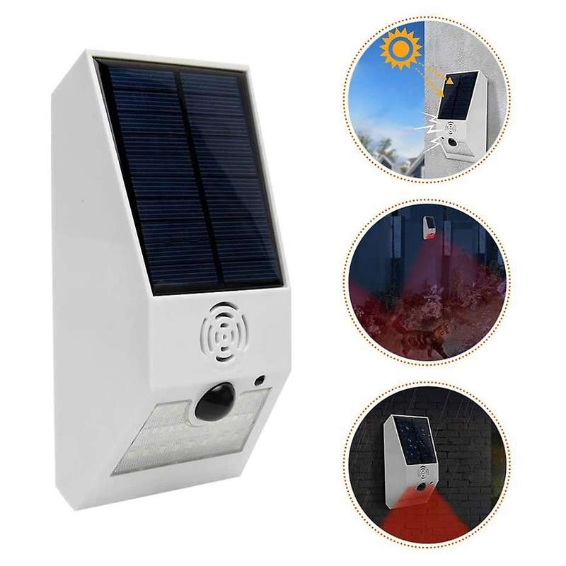 Solar Alarm Light, with Motion Detector, with Remote Control White