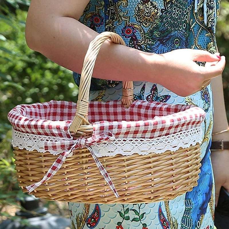 Wicker Basket Gift Baskets Empty Oval Willow Woven Picnic Basket