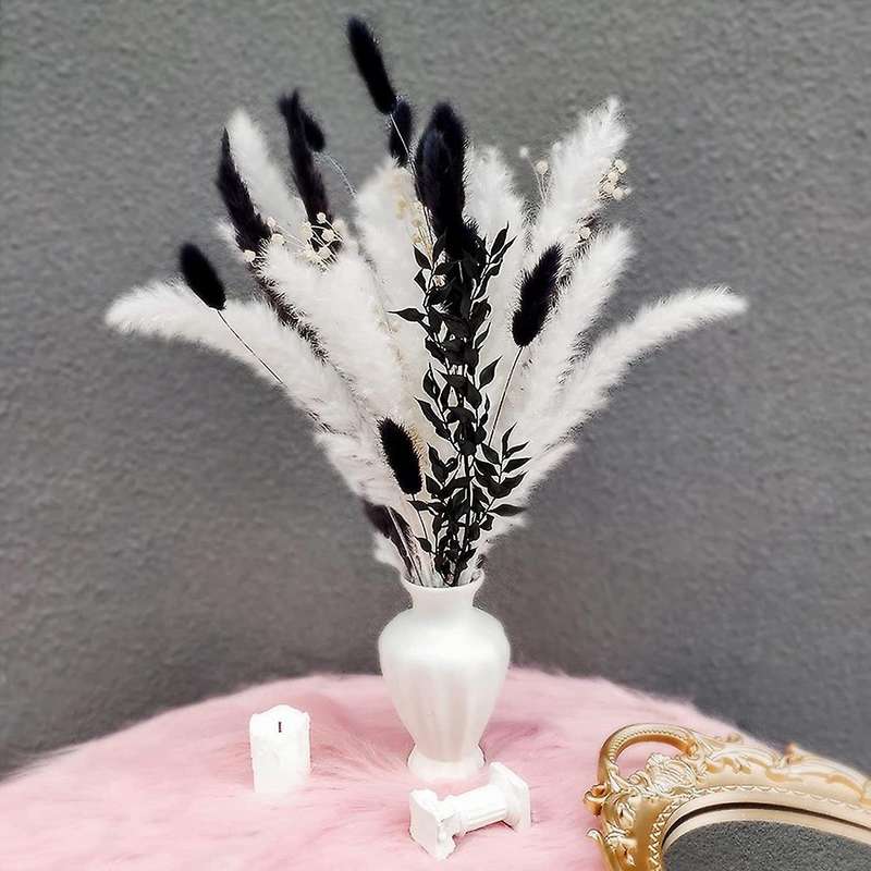 Pampas Grass Decor for Room, Party and Other Space (black and White)