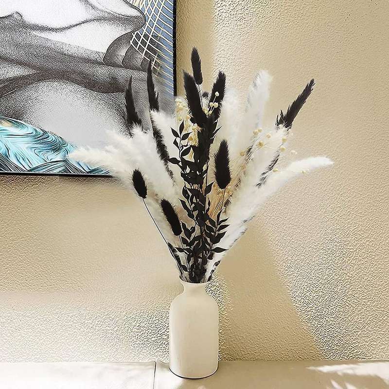 Pampas Grass Decor for Room, Party and Other Space (black and White)